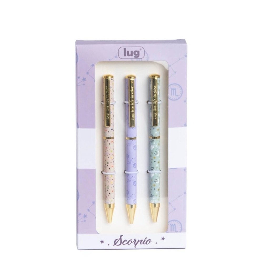 Lug Pastel Pen Trio-Gold Details Zodiac Sign Scorpio 3pack SET New in Box